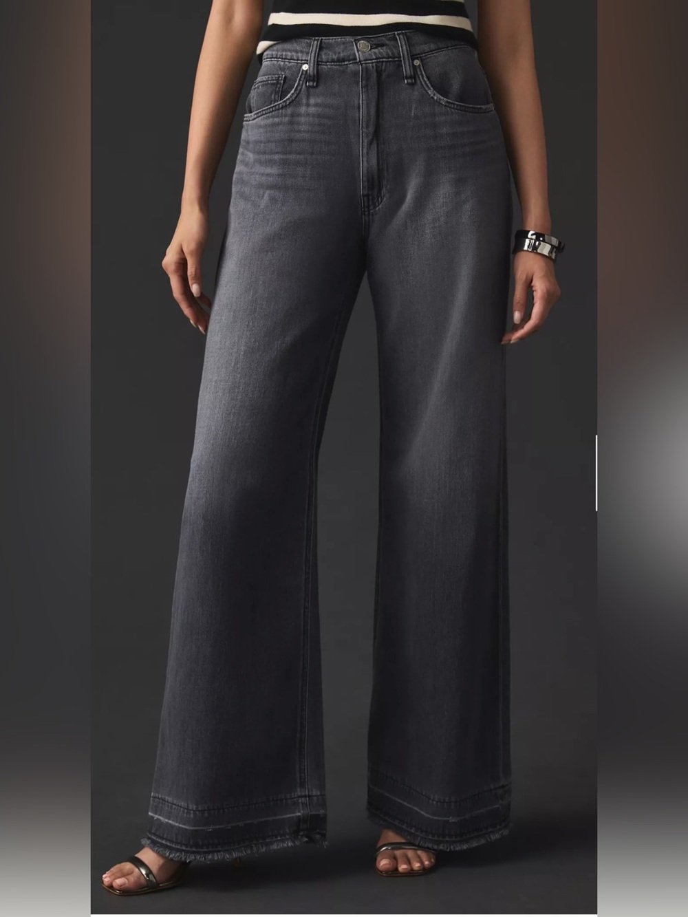 Hudson Jodie High Rise Wide Leg Denim Jeans Gray Sz 32
